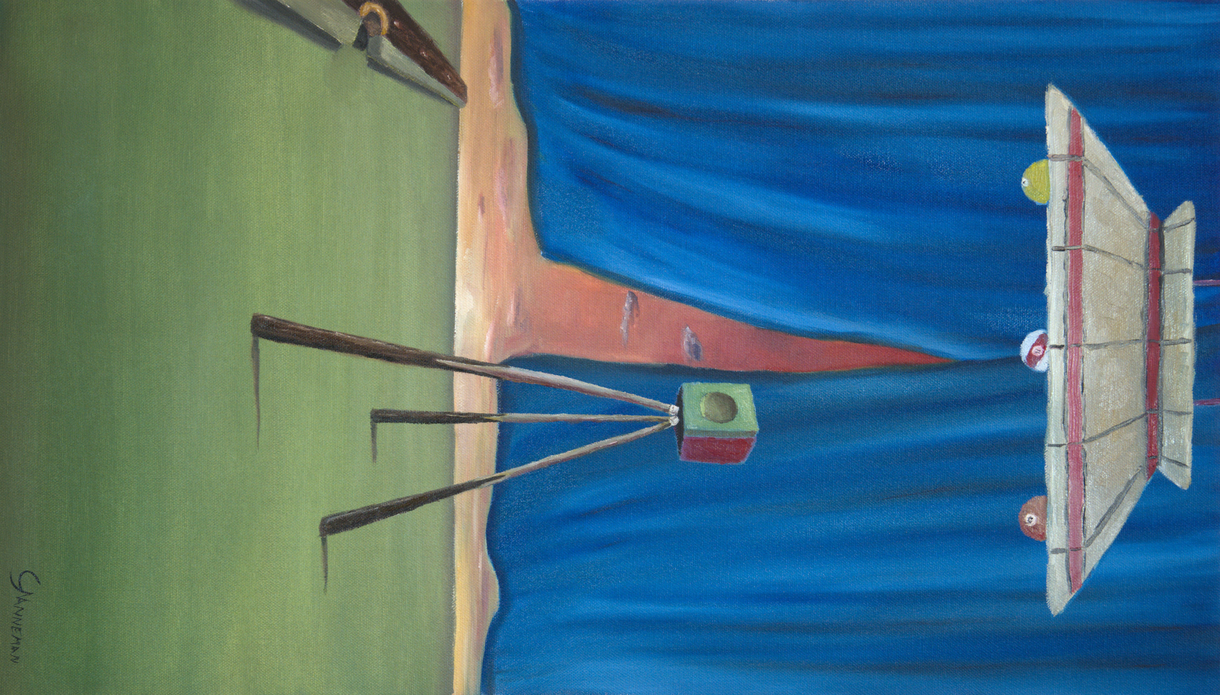 billiards - oil on canvas